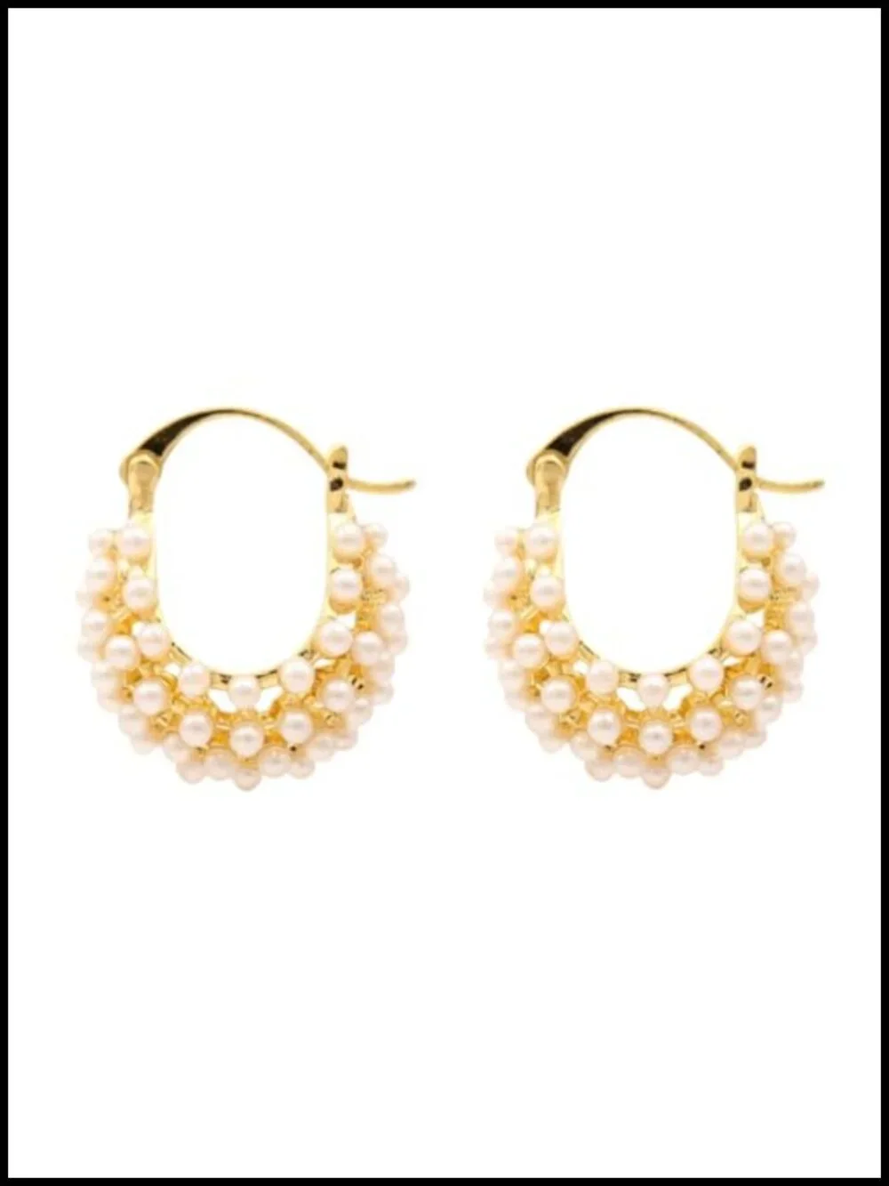 Faux Pearl Cluster Gold Hoop Huggie Earrings Dangle Earrings for Women